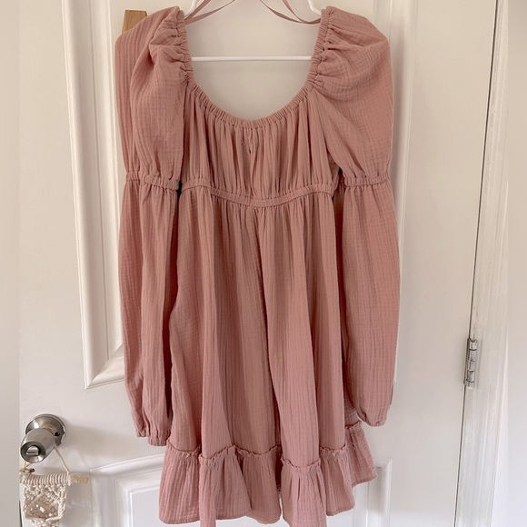 Pink Gauze Drop Shoulder Wild Fable Mini Dress - Picture 2 of 5